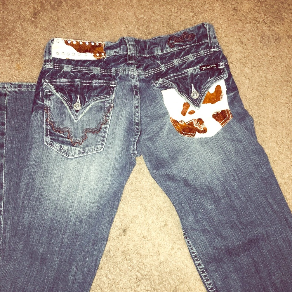 Miss Me Women's Boot Cut Jeans with Brown and White Accents